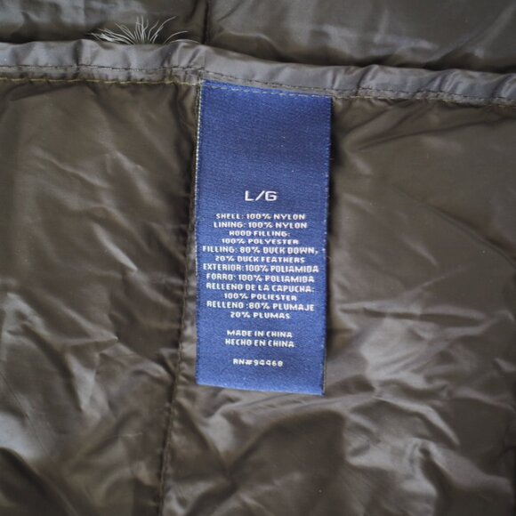 Nautica Lightweight Duck Down Feather Puffer Jacket Men's Large Olive Green - Picture 10 of 11